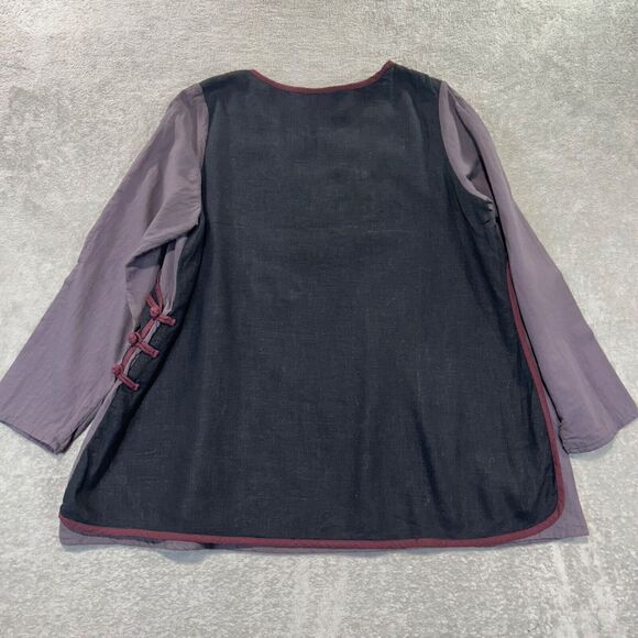 Peacock Ways‎ Womens Large Embroidered Floral Tunic Shirt Lagenlook Art to Wear - Picture 11 of 11